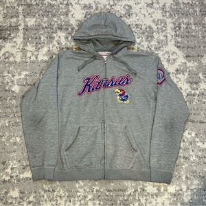 Men’s Grey NCAA Kansas Jayhawks Zip-Up Hoodie